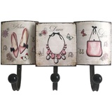 ETC Shop Etc-shop - Garderobenbrett mit Haken Blechschilder Wandgarderobe Paneel Bild Garderobe Aufhängung, 3 verschiedene Motive mit Accessoires, LxH 34,5x21
