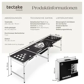 Tectake Bierpongtisch mit Eisfach 100 St. Schwarz
