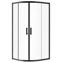 bad land HELA Runddusche mit Schiebetür 80 x 190 cm Schwarz Transparent Glas