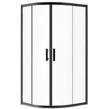 bad land HELA Runddusche mit Schiebetür 80 x 190 cm Schwarz Transparent Glas