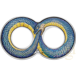 2 Unzen Silbermünze Australien Ouroboros 2022 - Antik Finish - coloriert