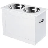 PawHut Futternapf, Holzwerkstoff, Länge: 60 cm - weiss