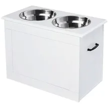 PawHut Futternapf, Holzwerkstoff, Länge: 60 cm - weiss