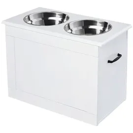 PawHut Futternapf, Holzwerkstoff, Länge: 60 cm - weiss
