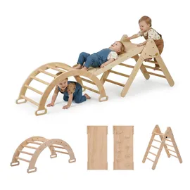 Relaxdays Kletterdreieck 3 in 1 Holz Braun
