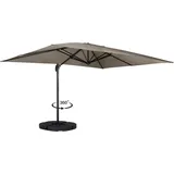 360° Drehbarer Und Neigbarer Sonnenschirm Calvi Taupe 3x4 M Mit 4 Fliesen Und Hülle