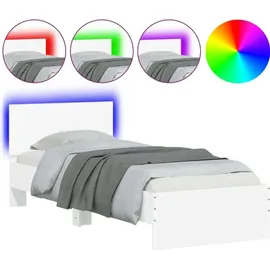 vidaXL Bettgestell mit Kopfteil und LED-Leuchten Weiß 90x200 cm