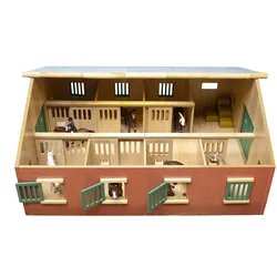 Kids Globe Bauernhof Pferdestall, Ma¤stab 1:24, Holz, Reiterhof mit Faltdach