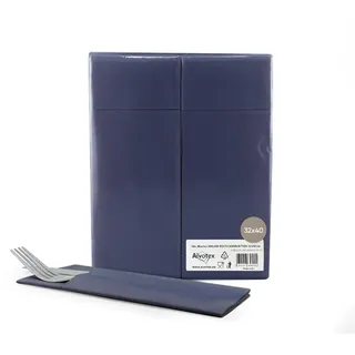 Bayer Chic 2000 Alvotex Airlaid 50 Besteckservietten Bestecktaschen, Stoffähnlich, hochwertige Einwegserviette, Blau, 32X40 cm