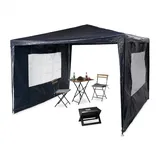 Relaxdays Pavillon 3 x 3 m inkl. 2 Seitenteile Blau