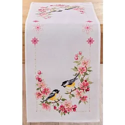Stickläufer "Vogel & Kirschblüte"
