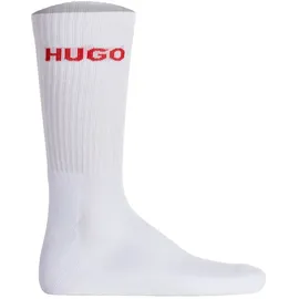 Hugo Herren Socken, 6er Pack - RIB LOGO, Logo, gerippt, uni Weiß 39-42