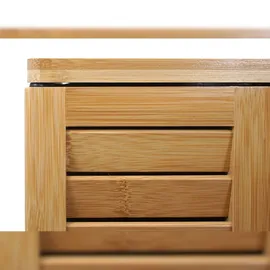 Mendler Spiegelschrank HWC-B18, Badspiegelschrank Hängeschrank, 3 Regalböden 3 Türen Bambus Spiegel 60x60x15cm