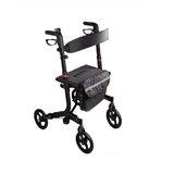 RIDDER Rollator Comfort Plus leicht schwarz zusammenklappbar mit Tasche und LED