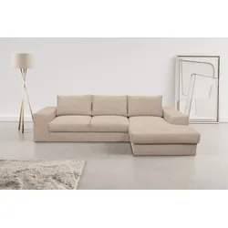 Ecksofa WERK2 "Rozzana Design Ecksofa mit hohem Komfort, zeitlos & elegant, L-Form", beige, B:280cm H:86cm T:190cm, 100% Polyester, Sofas, in kuschelweichen Trendstoffen Cord, Breitcord und Plüsch