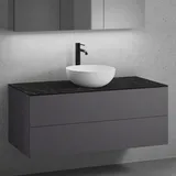 neoro n50 Unterschrank B: 120 cm mit 2 Auszügen, Waschtisch Ø 40 cm weiß matt, B: 120.5 BN0064WM+BN0424GR+BN0404C2