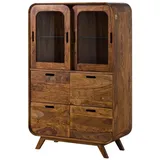 Massivmoebel24 Highboard Sheesham 90x40x140 hellbraun lackiert MAILAND #120 - 2 Jahre Gewährleistung - mind. 14 Tage Rückgaberecht - Braun