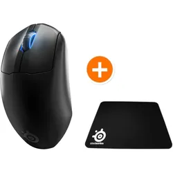 Steelseries Prime Wireless Gaming Maus, max. 18.000 DPI, schwarz incl. QcK Gaming Mauspad Large