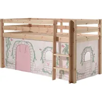 Vipack Hochbett Pino, Spielbett massiv Kiefer, stabil gebaut, 3 Korpusfarben zur Wahl (inkl. Rolllattenrost, Leiter und Absturzschutz, mit oder ohne Rutsche) Textil-Set "Astronaut", inkl. Vorhang, mit oder ohne Tunnel beige 106 cm x 210 cm x 114 cm