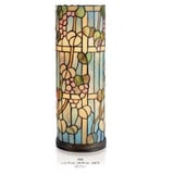 Casa Padrino Tiffany Tischleuchte Durchmesser 15cm, Höhe 45cm Zylinderförmig Mosaik Leuchte Lampe Hockerleuchte