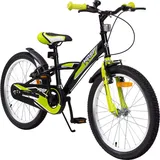 Actionbikes Motors Actionbikes Kinderfahrrad Wasp 20 Zoll, Fahrradständer, Schutzbleche, verstellbar, V-Brake-Bremsen (Schwarz-Grün)