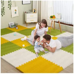 Coonoor Puzzlematte 18Pcs Puzzlematte Baby Kinderspielteppich Spielmatte 30x30x1,2 cm, (18-tlg), Schaumstoffmatte Kinderteppich Bodenschutzmatte für Baby Kinder gelb|grün|weiß