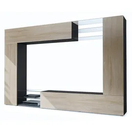Vladon Wohnwand, Eiche San Remo, Holzwerkstoff, 262x182.5x39 cm, Wohnzimmer, Wohnwände, Anbauwände