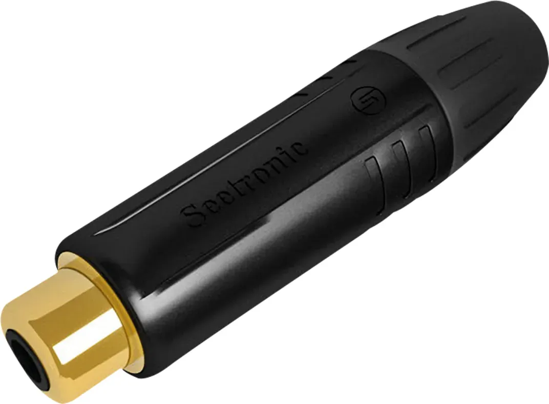 Seetronic RCA Connector - Female - Black Housing Vergoldete Kontakte – schwarze Endkappe