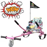 Markboard Hoverkart Sitzscooter Go Kart Kartsitz Elektrokart Hoverseat für Hoverboard Selbstausgleichender Elektroroller 6.5", 8", 10" mit langleb... - Rosa