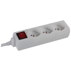 Perel Steckdosenleiste mit Schalter, 3 Steckdosen Typ E, Kabel 1.5 m, 3G1.5, Innenbereich, Weiß