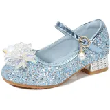 Eleasica Mädchen Schuhes für Verkleidung Sandalen Eiskönigin Geschlossene Zehe Kinder Prinzessinnenschuhe Geburtstag Karneval Weihnachten Ballerinas Cinderella Blockabsatz Abriebfest,Blau,24 - 24 EU