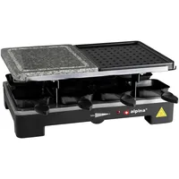 Alpina Switzerland 871125218225 Raclette 8Pfännchen, Antihaftbeschichtung, mit Grillstein Schwarz