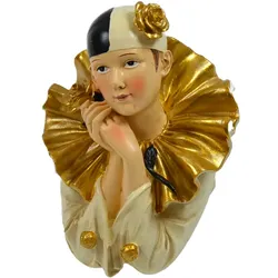 Dekofigur Pierrot Büste Innenraum Dekoration Polyresin weiss H 15 cm