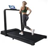 Blossom Laufband 2 in 1 Laufband klappbar für Zuhause Büro, Walking Pad Fernbedienung (LED-Display, Bluetooth-Lautsprecher, Telefonhalterung, 1–6 km/h), Laufband für Homeoffice schwarz