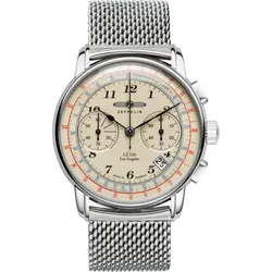 Zeppelin Herrenuhr LZ 126 Los Angeles 7614M5 - Beiges Ziffernblatt mit schwarzen Zahlen/Indices,silber - 42mm