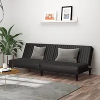 vidaXL Schlafsofa 2-Sitzer, Schwarz Kunstleder