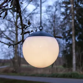 Star Trading LED Solar Kugelleuchte Kunststoff, Metall Ø 20 cm 1 Stück weiß