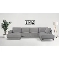 Wohnlandschaft OTTO HOME "XXL Sofa Oland, Struktur, Flachgewebe, Luxus-Microfaser, Boucle", grau, B:345cm H:85cm T:210cm, 100% Polyester, Sofas, Wohnlandschaft, U-Form, 345 cm, Wellenunterfederung, Skandi-Design, Metallfüße