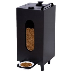 QLS Futterautomat Trockenfutterspender, 20L Katze Hund Tiere Futterspender mit Schale schwarz