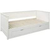 Home Affaire Ausziehbett »Leorben, OTTOs Choice, Daybed, Jugendbett, Landhausstil, Massivholz, Liegefläche ausziehbar, 2 Schubladen, inkl. Lattenroste, Stauraumbett
