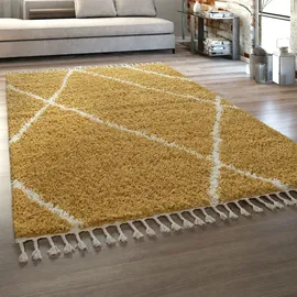 Paco Home Helsinki 531 Hochflor-Teppich 140 x 200 cm Gelb