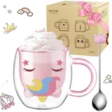 LuxusKollektion Latte-Macchiato-Glas Doppelwandige Einhorn Kaffeetasse 280ml Teeglas, für Cappuccino Latte