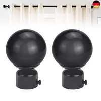 STCRERAG 2 Stücke Gardinenstange Endstück Kugel Schwarz Gardinenendstücke Metall