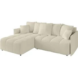 altdecor Ecksofa mit Schlaffunktion und Bettkasten LONLI-L 251x189x68 cm Beige - Corner Sofa Bett Eckcouch Couch L-Form Schlafcouch Ausziehbar Wohn... - milchig