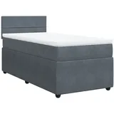 vidaXL Boxspringbett mit Matratze Dunkelgrau 100x200 cm Samt