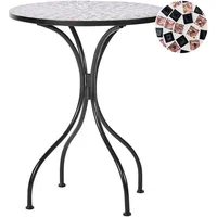 Beliani CARPINO Gartentisch Ø 60 x 74 cm Schwarz/Gold/Grau