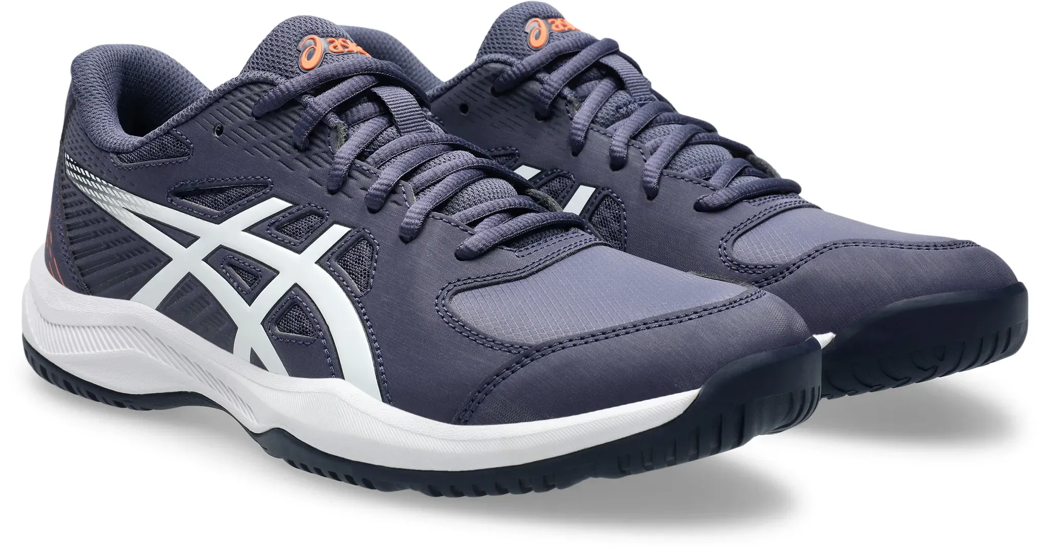 Tennisschuh ASICS "COURT SLIDE 4", Gr. 49, indigo fog, weiß, Textil, Synthetik, sportlich, Schuhe