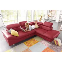 Ecksofa COTTA "Driver L-Form", rot, B:268cm H:73cm T:214cm, Kunstleder SOFTLUX;LEDER BEEFY (ein abgedecktes Spalt-Rindsleder) im Sitz und Rücken (Korpus in Kunstleder);Luxus-Kunstleder;NaturLEDER (echtes Rindsleder) im Sitz und Rücken (Rückseite mit Spannstoff bezogen), Sofas, Ecksofa, mit Kopfteilverstellung, wahlweise mit Bettfunktion & Bettkasten