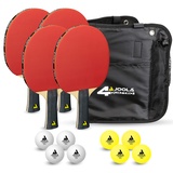 JOOLA Tischtennis-Set Quattro, 4 Tischtennisschläger + 10 Tischtennisbälle + Tasche, 28,5x26x8,5cm