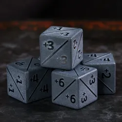 Obsidian D6 Counter-Würfel - 7 Stück im Set + kostenlos passendes Etui